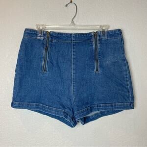 FOREVER 21 Blue Jean Front Double Zipper Shorts Size 30